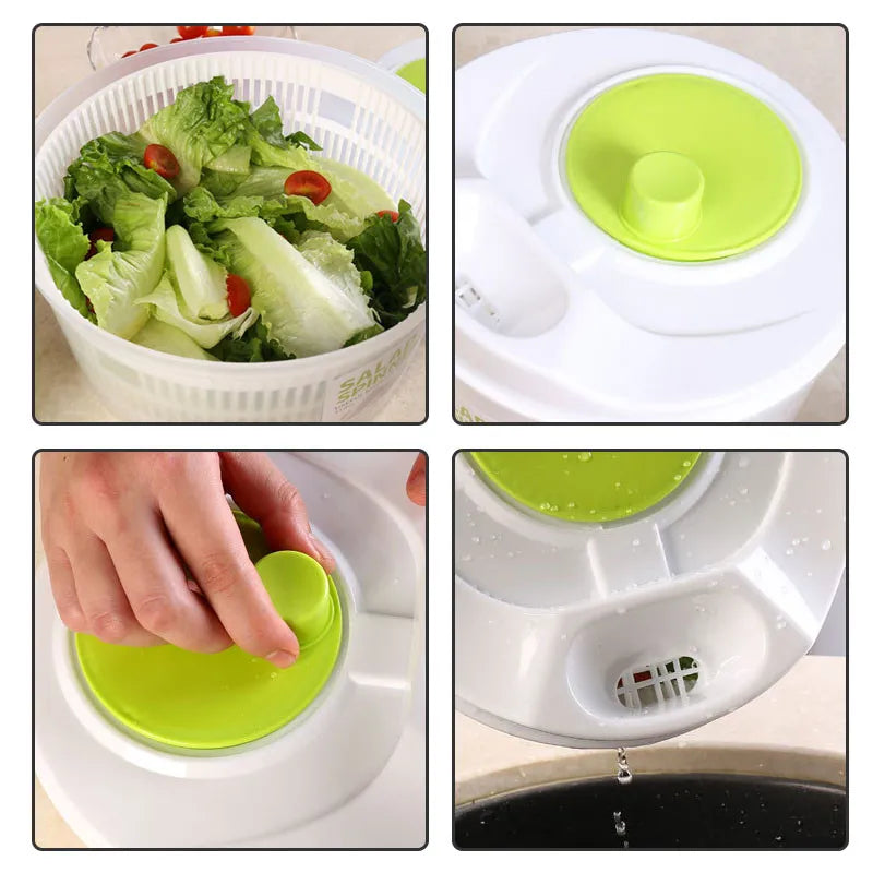 Centrífuga De Salada Secador Verduras Manual 4 Litros