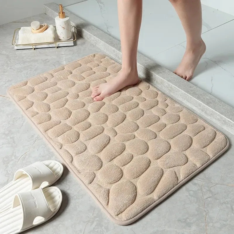 Tapete de porta para banheiro quarto Super macio antiderrapante absorvente e durável Grão de pedra