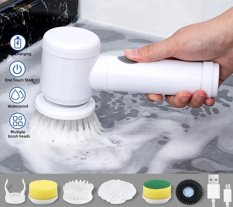 Escova Eletrica de Limpeza 5 em 1 Sem Fio Limpador Multiuso Pratico Para Cozinha , Banheiro prático